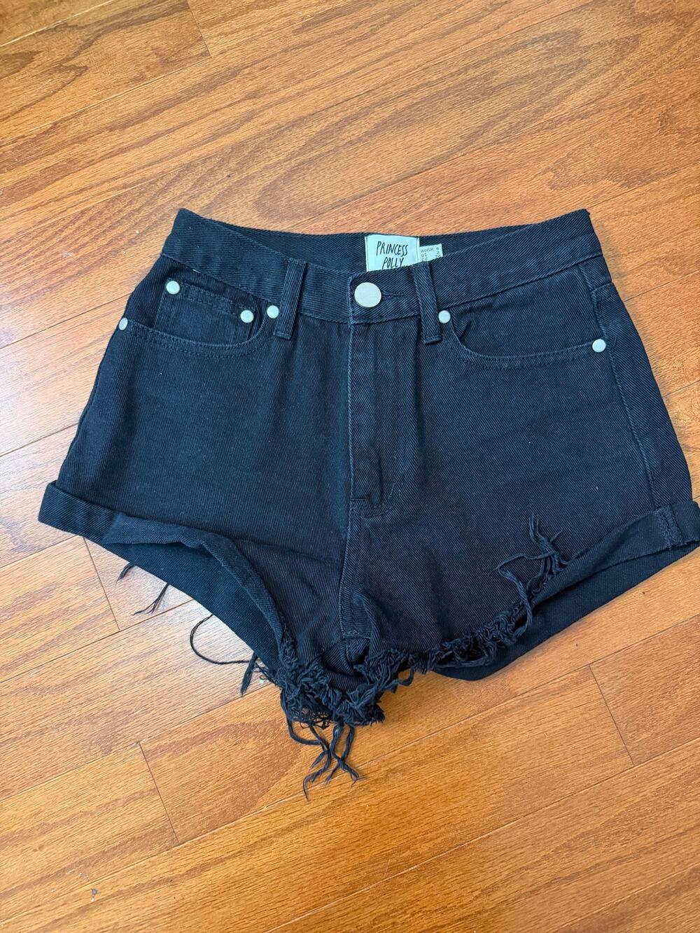 Black Princess Polly Distressed Shorts